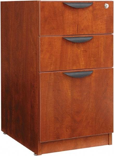 ALERA - 15-5/8" Wide x 28-1/2" High x 28-1/2" Deep, 3 Drawer Full Pedestal - Woodgrain Laminate, Cherry - Americas Industrial Supply