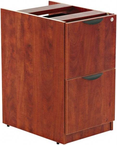 ALERA - 15-5/8" Wide x 28-1/2" High x 28-1/2" Deep, 2 Drawer Full Pedestal - Woodgrain Laminate, Medium Cherry - Americas Industrial Supply