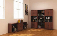 ALERA - 6 Shelf, 80-3/8" High x 31-3/4" Wide Bookcase - 14" Deep, Woodgrain Laminate, Medium Cherry - Americas Industrial Supply