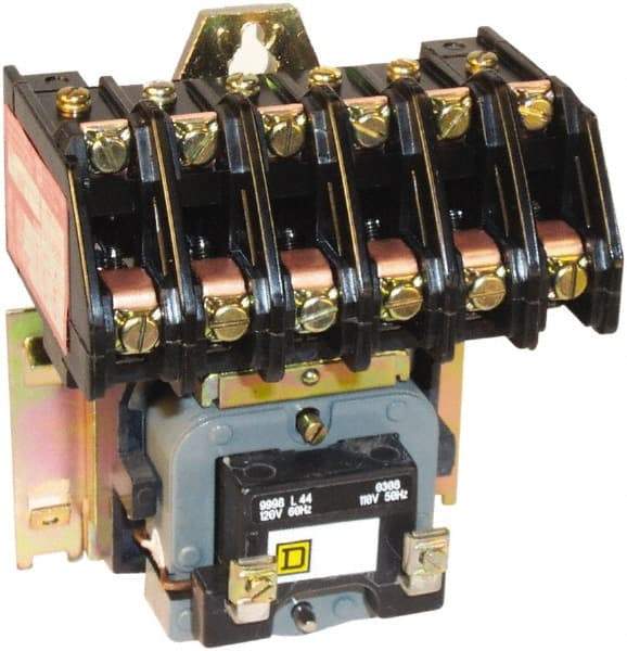 Square D - No Enclosure, 6 Pole, Electrically Held Lighting Contactor - 20 A (Tungsten), 30 A (Fluorescent), 277 VAC at 60 Hz, 6NO Contact Configuration - Americas Industrial Supply