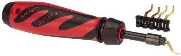 Shaviv - 7 Piece Hand Deburring Tool Set - B Blade Holder, B11P Blades, For Straight Edge, Hole Edge, Hole Inner Surface, Flat Surface, Slot/Keyway - Americas Industrial Supply