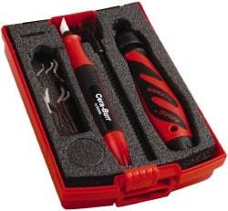 Shaviv - 11 Piece High Speed Steel Blade Hand Deburring Tool Set - B, E Blade Holder, B10, B11, B25;E111, E250, E400, E707 Blades, For Straight Edge, Hole Edge, Hole Inner Surface, Flat Surface - Americas Industrial Supply