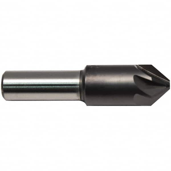 M.A. Ford - 3/4" Head Diam, 1/2" Shank Diam, 6 Flute 90° High Speed Steel Countersink - ALtima Blaze Finish, 2-3/4" OAL - Americas Industrial Supply