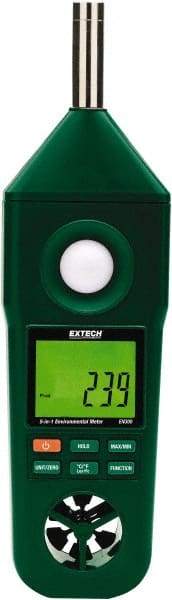 Extech - -148 to 2,372°F, 10 to 95% Humidity Range, Thermo-Hygrometer, Anemometer and Light-Sound Meter - 4% Relative Humidity Accuracy - Americas Industrial Supply