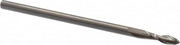Onsrud - 1/8" Cutting Diam x 1/2" Length of Cut, 2 Flute, Upcut Spiral Router Bit - Uncoated, Right Hand Cut, Solid Carbide, 2-1/2" OAL x 1/8" Shank Diam, Ball End Taper, 30° Helix Angle - Americas Industrial Supply