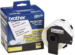 Brother - 1.1" Wide x 2-3/16" Long, White Paper Shipping Label - For PC Label Printers - Americas Industrial Supply