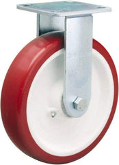 Hamilton - 8" Diam x 2" Wide x 9-1/2" OAH Top Plate Mount Rigid Caster - Polyurethane Mold on Polypropylene, 900 Lb Capacity, Straight Roller Bearing, 4 x 4-1/2" Plate - Americas Industrial Supply