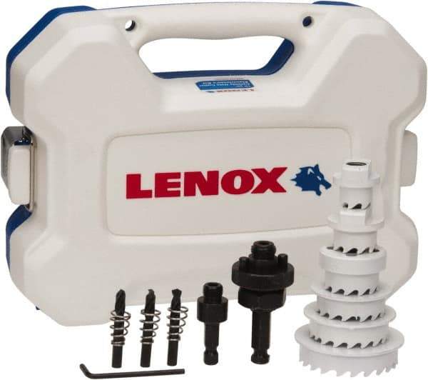 Lenox - 15 Piece, 7/8" to 2-1/2" Saw Diam, Electrician's Hole Saw Kit - Carbide-Tipped, Toothed Edge, Includes 6 Hole Saws - Americas Industrial Supply