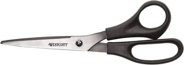 Westcott - 3-19/64" LOC, 8" OAL Stainless Steel Standard Standard - Plastic Straight Handle, For General Purpose Use - Americas Industrial Supply