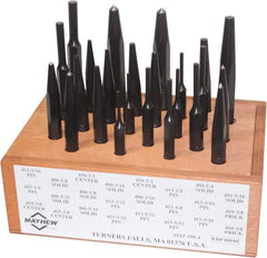 Mayhew - 24 Piece, 1/8 to 1/2", Center, Pin & Prick Starter Punch Set - Hex Shank, Steel, Comes in Boxed - Americas Industrial Supply
