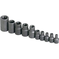 SK - 1/4" Drive Standard Socket Set - E4 to E18 Torx, Torx Measurement Standard - Americas Industrial Supply
