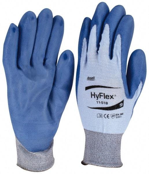 Ansell - Size L (9), ANSI Cut Lvl 2, Puncture Lvl 2, Abrasion Lvl 3, Polyurethane Coated Dyneema Diamond HPPE liner Cut Resistant Gloves - 12" Long, Palm Coated, Dyneema/Nylon & Spandex Lining, Knit Wrist, Blue, Paired - Americas Industrial Supply