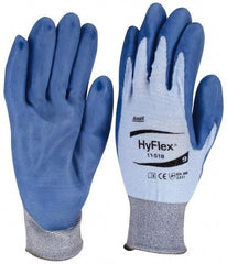 Ansell - Size L (9), ANSI Cut Lvl 2, Puncture Lvl 2, Abrasion Lvl 3, Polyurethane Coated Dyneema Diamond HPPE liner Cut Resistant Gloves - 12" Long, Palm Coated, Dyneema/Nylon & Spandex Lining, Knit Wrist, Blue, Paired - Americas Industrial Supply