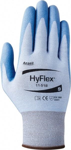 Ansell - Size XS (6), ANSI Cut Lvl 2, Puncture Lvl 2, Abrasion Lvl 3, Polyurethane Coated Dyneema Diamond HPPE liner Cut Resistant Gloves - 10" Long, Palm Coated, Dyneema/Nylon & Spandex Lining, Knit Wrist, Blue, Paired - Americas Industrial Supply