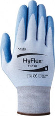 Ansell - Size XS (6), ANSI Cut Lvl 2, Puncture Lvl 2, Abrasion Lvl 3, Polyurethane Coated Dyneema Diamond HPPE liner Cut Resistant Gloves - 10" Long, Palm Coated, Dyneema/Nylon & Spandex Lining, Knit Wrist, Blue, Paired - Americas Industrial Supply