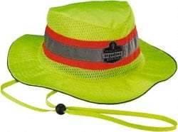 Ergodyne - Personal Evaporative Class Headwear Hi-Vis Ranger Hat with Cooling Towel - 1' Long, Lime, Polyester & PVA - Americas Industrial Supply