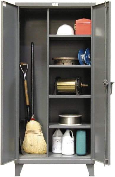Strong Hold - 4 Shelf Combination Storage Cabinet - Steel, 48" Wide x 24" Deep x 72" High, Dark Gray - Americas Industrial Supply