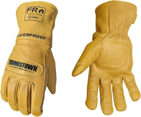Youngstown - Size 2XL, Leather or Synthetic Leather, Arc Flash, Flame Resistant & Waterproof Gloves - Waterproof & Kevlar Lined, 50.5 cal/Sq cm Max Arc Protection, HRC 4, ANSI Cut Level 2, NFPA70E & ASTM F2302 - Americas Industrial Supply