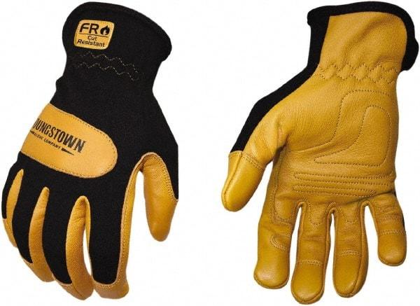 Youngstown - Size M, Leather or Synthetic Leather, Arc Flash & Flame Resistant Gloves - Kevlar Lined, 12 cal/Sq cm Max Arc Protection, HRC 2, ANSI Cut Level 3, NFPA70E & ASTM F2302 - Americas Industrial Supply