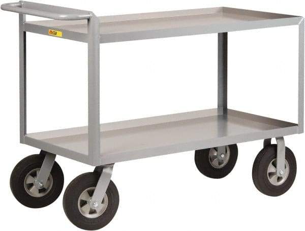 Little Giant - 1,500 Lb Capacity, 30" Wide x 66" Long x 38-1/2" High Shelf Cart - 2 Shelf, Steel, 2 Rigid/2 Swivel Casters - Americas Industrial Supply