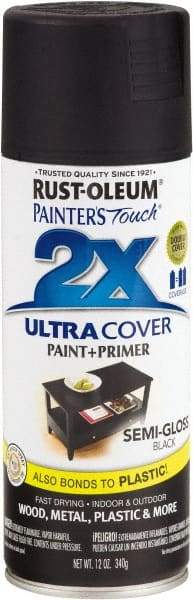 Rust-Oleum - Black, Semi Gloss, Enamel Spray Paint - 8 Sq Ft per Can, 12 oz Container, Use on Multipurpose - Americas Industrial Supply