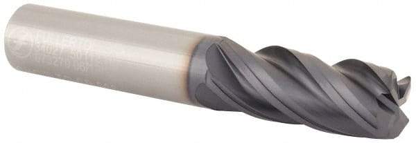 Made in USA - 1/2", 4 Flute, Single End, Solid Carbide, 0.06" Corner Radius End Mill - 3" OAL, Right Hand Flute, 1-1/4" LOC, Right Hand Cut - Americas Industrial Supply