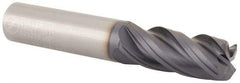 Made in USA - 1/2", 4 Flute, Single End, Solid Carbide, 0.06" Corner Radius End Mill - 3" OAL, Right Hand Flute, 1-1/4" LOC, Right Hand Cut - Americas Industrial Supply