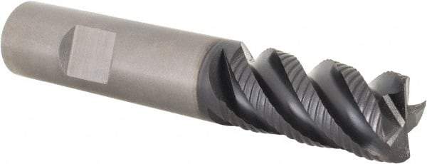 Kennametal - 5/8" Diam, Coarse Pitch, 1-1/4" LOC, 4 Flute Solid Carbide 0.04" Corner Radius Roughing End Mill - TiAlN Finish, 3-1/2" OAL, 5/8" Shank Diam, Single End, Centercutting, 45° Helix - Americas Industrial Supply
