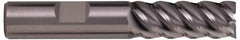 Kennametal - 1/4", 6 Flute, Single End, Solid Carbide, 0.016" Corner Radius End Mill - 2-1/2" OAL, 20° Helix, Right Hand Flute, 0.013" LOC, Right Hand Cut, 3/4" Extended Reach - Americas Industrial Supply