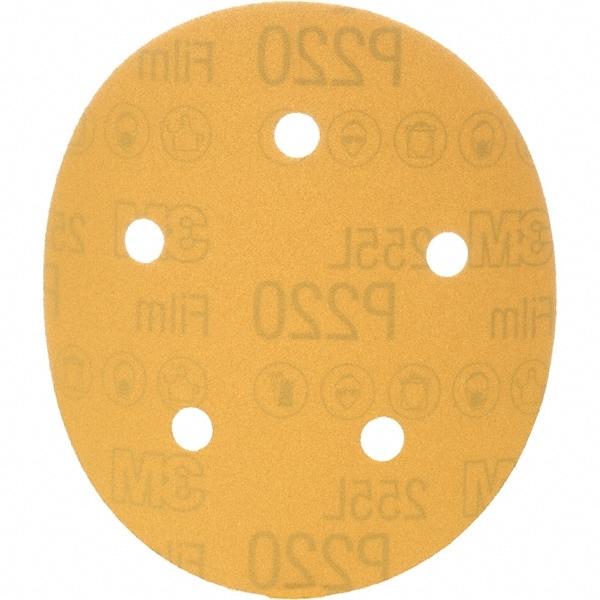 3M - 5" Diam, 220 Grit, Aluminum Oxide Hook & Loop Disc - Extra Fine Grade, Coated, Series 255L - Americas Industrial Supply