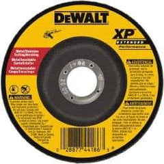 DeWALT - 24 Grit, 6" Wheel Diam, 3/32" Wheel Thickness, 7/8" Arbor Hole, Type 27 Depressed Center Wheel - Zirconia Alumina, Resinoid Bond, 10,100 Max RPM - Americas Industrial Supply