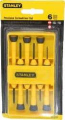 Stanley - 6 Piece Phillips & Slotted Screwdriver Set - Bit Sizes: Philips #0 - Americas Industrial Supply