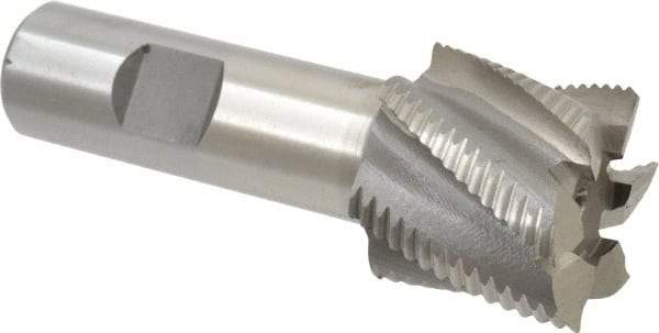 Interstate - 1-1/4" Diam, Fine Pitch, 1-1/8" LOC, 6 Flute Cobalt Roughing Square End Mill - Uncoated, 3-3/8" OAL, 3/4" Shank Diam, Single End - Americas Industrial Supply