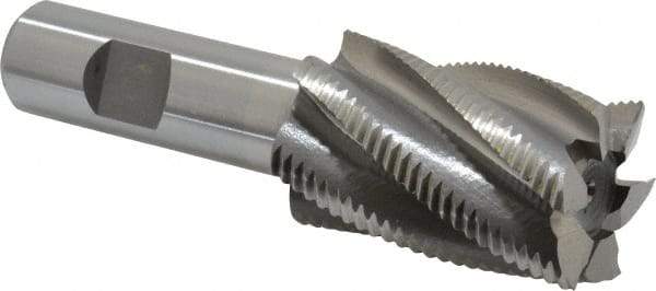 Interstate - 1-1/4" Diam, Fine Pitch, 2" LOC, 6 Flute Cobalt Roughing Square End Mill - Uncoated, 4-1/4" OAL, 3/4" Shank Diam, Single End - Americas Industrial Supply