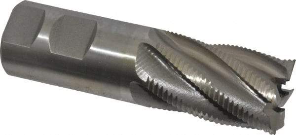 Interstate - 1-1/4" Diam, Fine Pitch, 2" LOC, 6 Flute Cobalt Roughing Square End Mill - Uncoated, 4-1/2" OAL, 1-1/4" Shank Diam, Single End - Americas Industrial Supply