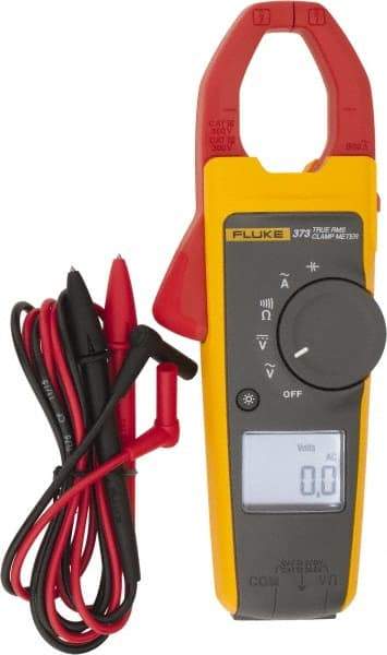 Fluke - 373, CAT IV, CAT III, Digital True RMS Clamp Meter with 1.26" Clamp On Jaws - 600 VAC/VDC, 600 AC Amps, Measures Voltage, Capacitance, Current, Resistance - Americas Industrial Supply