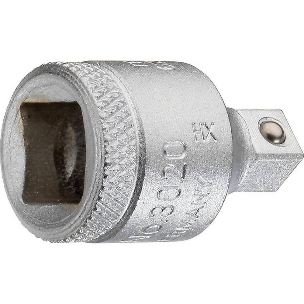 Socket Adapters & Universal Joints; Adapter Type: Reducer; Male Drive Style: Square; Female Drive Style: Square; Finish: Chrome-Plated; Material: 31CrV3 Chrome Vanadium Steel; Standards: ISO 3316; DIN 3123; Overall Length: 28.00