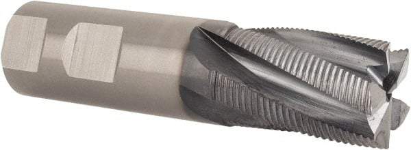 Kennametal - 1" Diam, Fine Pitch, 1-1/2" LOC, 5 Flute Solid Carbide Roughing Square End Mill - AlTiN Finish, 4" OAL, 1" Shank Diam, Centercutting, 20° Helix - Americas Industrial Supply