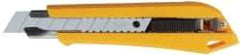 Olfa - Snap Utility Knife - 3.94" High Carbon Tool Steel Blade, Yellow & Black ABS Plastic/Stainless Steel Handle, 1 Blade Included - Americas Industrial Supply