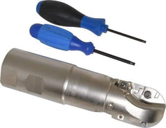 Seco - 2" Cut Diam, 2-3/4" Max Depth of Cut, 2" Shank Diam, 7.96" OAL, Indexable Ball Nose End Mill - Straight Shank, R218.20 Toolholder, 218.20-250.R/SCET 12 Insert - Americas Industrial Supply