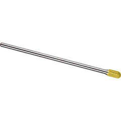 Made in USA - 3/8" Cut Diam, 1/4" Shank Diam, Cylinder with Radius Head Single Cut Burr - Carbide, 3/4" LOC, 6-3/4" OAL - Americas Industrial Supply