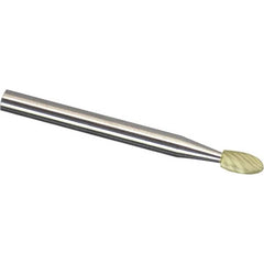 Made in USA - 1/8" Cut Diam, 1/8" Shank Diam, Oval Head Single Cut Burr - Carbide, 7/32" LOC, 1-1/2" OAL - Americas Industrial Supply