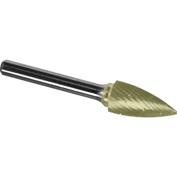 Made in USA - 5/8" Cut Diam, 1/4" Shank Diam, Tree Head Chipbreaker Cut Burr - Carbide, 1" LOC, 2-3/4" OAL - Americas Industrial Supply