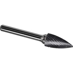 Made in USA - 1/2" Cut Diam, 1/4" Shank Diam, Tree Head Chipbreaker Cut Burr - Carbide, 3/4" LOC, 2-1/2" OAL - Americas Industrial Supply