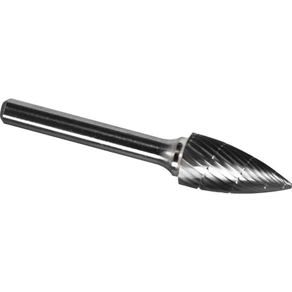 Made in USA - 3/4" Cut Diam, 1/4" Shank Diam, Tree Head Chipbreaker Cut Burr - Carbide, 1-1/2" LOC, 3-1/4" OAL - Americas Industrial Supply