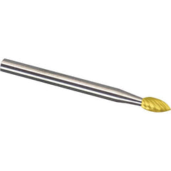 Made in USA - 3mm Cut Diam, 0.1181" Shank Diam, Tree Head Single Cut Burr - Carbide, 9.5mm LOC, 38mm OAL - Americas Industrial Supply
