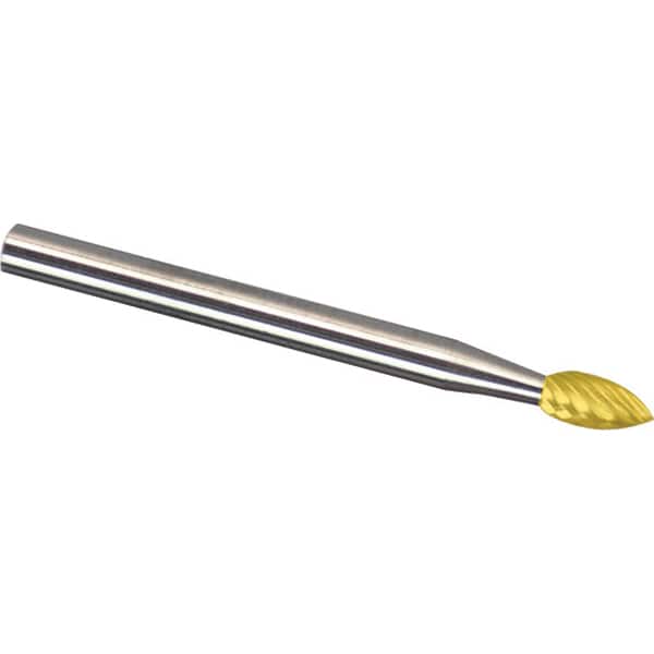 Made in USA - 6mm Cut Diam, 0.2362" Shank Diam, Tree Head Single Cut Burr - Carbide, 16mm LOC, 50mm OAL - Americas Industrial Supply
