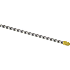 Made in USA - 1/4" Cut Diam, 1/4" Shank Diam, Oval Head Single Cut Burr - Carbide, 3/8" LOC, 6-3/4" OAL - Americas Industrial Supply
