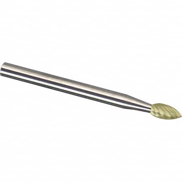 Made in USA - 6mm Cut Diam, 0.2362" Shank Diam, Tree Head Aluma Cut Burr - Carbide, 16mm LOC, 50mm OAL - Americas Industrial Supply