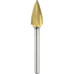 Made in USA - 1/2" Cut Diam, 0.2362" Shank Diam, Tree Head Single Cut Burr - Carbide, 19mm LOC, 64mm OAL - Americas Industrial Supply
